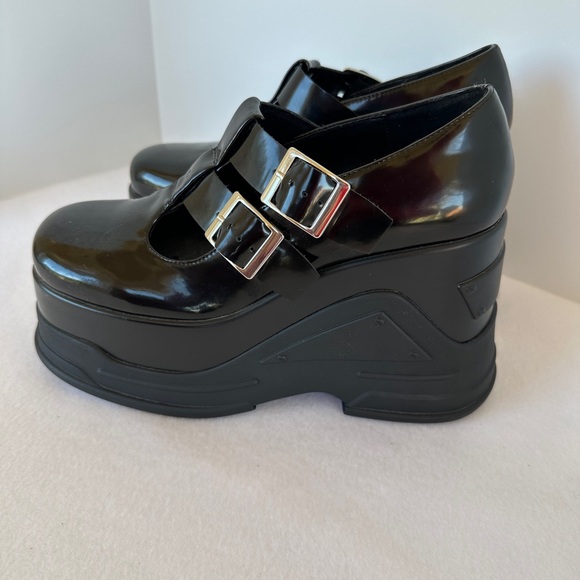Steve Madden Shoes - Black Leather Women's Steve Madden PHASE Platform Mary Jane Loafers Size 10